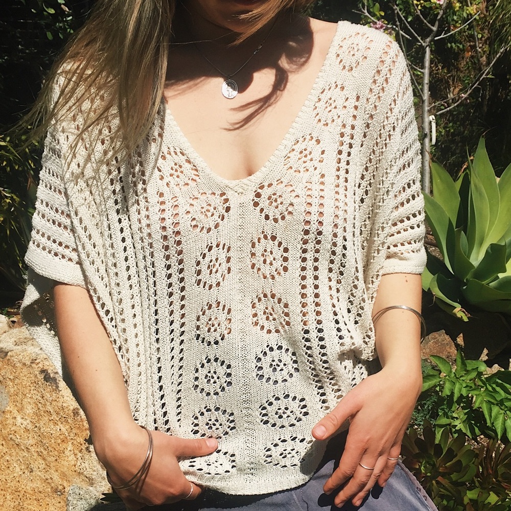 Vintage crotchet knit spring sweater